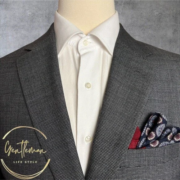 EISENBERG Men’s Blazer Sport Coat 2-Button Classic Fit Jacket 42L Gray Wool